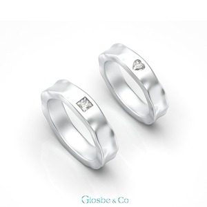 Bague de couple en argent avec zircone cubique de couleur personnalisable, unisexe, Vietnam, cœur, amour - Design argent et or, bagues de couple - Product Image 1