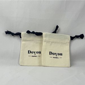 Custom Logo High Quality Cotton <b>Drawstring</b> Bag Natural Color Canvas Bag Biodegradable Dust <b>Pouch</b> Bag - Product Image 1