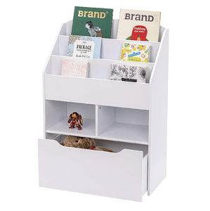 White wood Kids Bookshelf and Toy Storage Organizer