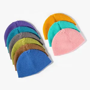 Spring Knitted Fisherman Hat Vinnie Velvet Women's Japanese Color Contrast Face Mask Wool Hat Show Face Small Pot Hat C Unisex