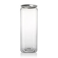 Vente chaude PET clair transparent jus peut 330ml 500ml capacité facile à ouvrir extrémité canette de boisson en plastique avec bouchon en aluminium