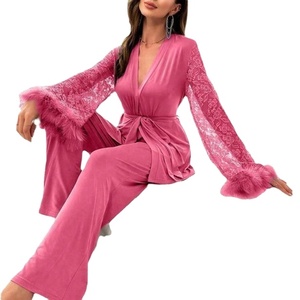 Conjunto de Pijama y Camisón con Cuello en V y Encaje, Estilo Europeo Americano 2026 - Product Image 5
