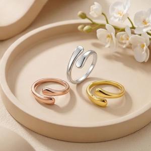 Juego de Anillos Dobles Minimalistas Ajustables de <span class=keywords><strong>Plata</strong></span> de Ley 925 con Bañ<span class=keywords><strong>o</strong></span> de Rodio/Oro/Oro Rosa para Mujer, Joyería Fina para Uso Diario - Product Image 3