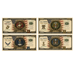 Set di 4 banconote dorate bifacciali con motivi militari della Marina, Esercito, Aeronautica e Marines degli Stati Uniti, per il 250° anniversario (1776-2026), decorazione per le feste - Product Image 1
