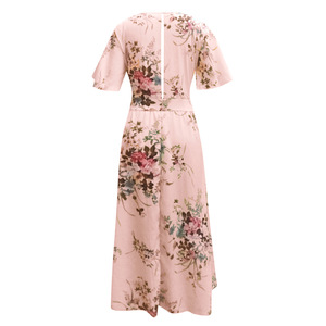 Vestido <span class=keywords><strong>de</strong></span> chifón estampado con cuello en V y encaje, talla grande L-5XL, para verano, color vino o negro, informal, para fiesta, para mujer. - Product Image 4