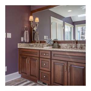 Ensemble de meubles de salle de bain autoportants modernes européens en bois avec lavabo - Product Image 3