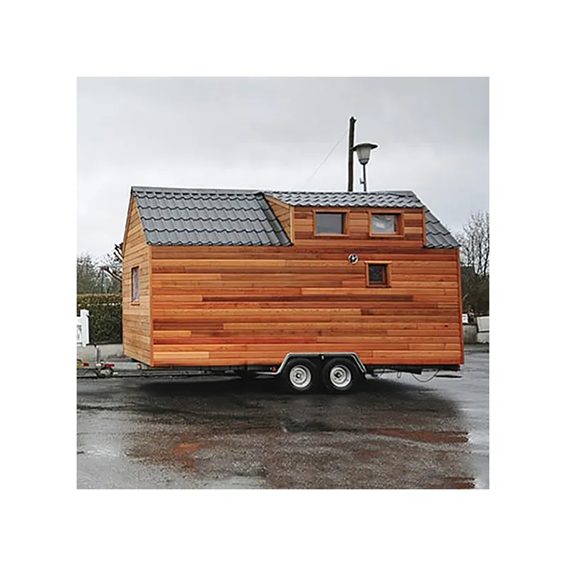Hot Sales Made Of Solid Wood Anti-corrosion 2 Bedroom Modern Mobile Wooden Homes Tiny 40ft House On Wheels Trailer