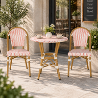 Chaise de salle à manger moderne en rotin PE pour l'extérieur, avec structure en alliage d'aluminium, empilable, pour restaurant, café, mobilier de terrasse