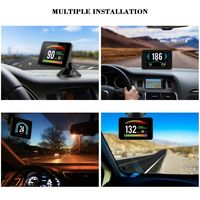 Alat Elektronik Mobil Universal HUD P16 OBD2 Proyektor Kecepatan Digital Speedometer Head up Display Gauge dengan Jam LCD Layar Lebar