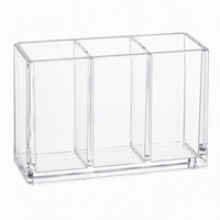 Organisateur de pinceaux de maquillage en acrylique solide personnalisé, imprimé UV, à trois compartiments, pour la vanité, le salon ou la présentation en magasin