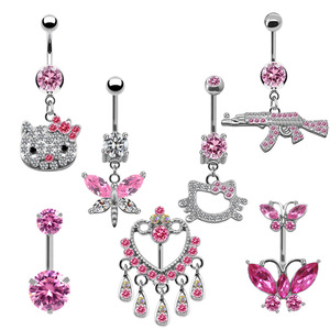 Ensemble de <span class=keywords><strong>piercing</strong></span> de nombril en acier inoxydable rose, bouchon de nombril, épingle de nombril, chat, libellule, <span class=keywords><strong>pistolet</strong></span>, papillon, <span class=keywords><strong>piercing</strong></span> de nombril en stock - Product Image 1