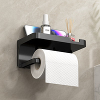 Étagère murale pour boîte à mouchoirs de salle de bain, sans perçage, support mural pour rouleau de papier toilette, étagère suspendue pour toilettes