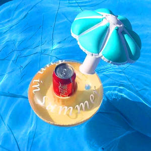 Posavasos inflable de PVC con forma de hongo, rojo y azul, flotante para piscina, para uso en verano. - Product Image 1