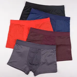 Playboy — Boxer en Fiber de bambou pour hommes, sous-vêtement en soie glacée, Boxer fin et respirant, avec trou en maille, disponible aussi en grande taille