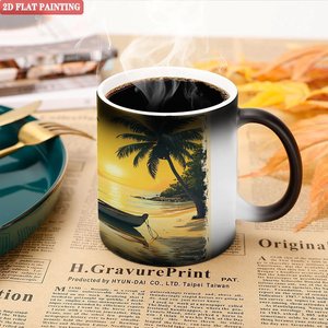 Mug en céramique noir givré 11oz, tasse à changement de couleur pour liquides chauds, cadeau original - Product Image 5