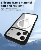Étui de téléphone 2-en-1 en TPU+PC magnétique robuste et durable pour 17 Pro Max, dos transparent, pare-chocs souple anti-chute