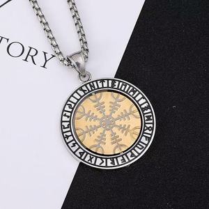 yunnique Vintage Nordic Viking Stainless Steel Pendant Rune <b>Compass</b> 360 Degree Rotating Unisex Necklace Gift - Product Image 2
