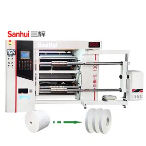 Máquina rebobinadora automática de corte longitudinal de precisión de tela no tejida de papel kraft todo en uno