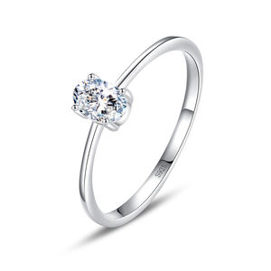 優れた女性用オーバルカットキュービックジルコニアリング 925スターリングシルバー プロミスリング ブライダルリング ジュエリーメーカー 中国 - Product Image 1