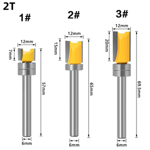 6mm chân 2 Sáo 3t tungsten carbide chế biến gỗ tuôn ra TRIM <span class=keywords><strong>Router</strong></span> bits gỗ phay Cutter với mang Công cụ Cắt - Product Image 3