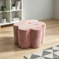 Pouf en velours personnalisé avec logo, capitonné, en forme de fleur, repose-pieds, tabouret de coiffeuse pour salon