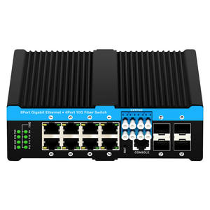 Switch Gerenciável L2/L3 de 12 Portas 10G com Poe+ e Bypass Óptico, 4*10G SFP + 8 RJ45, Switch Ethernet para Montagem em Trilho DIN - Product Image 1