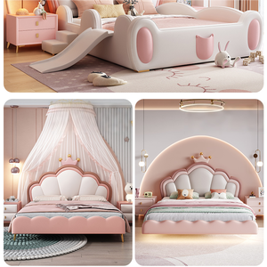 Cama Infantil Tapizada Simple y Colorida, con Armazón de Madera Maciza, 3 Cajones de Almacenamiento, Cama Individual Suave para Niños y Niñas - Product Image 4