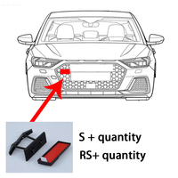 Emblema Adhesivo de 4 Aros en ABS Plateado y Negro para Capó Delantero, Parrilla y Maletero Trasero para Audi A3 A4 A5 Q2 Q3 Q5 Q8