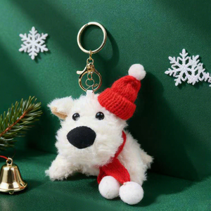 Wholesale Christmas Puppy Knit Cap Keychain <b>Anime</b> <b>Plush</b> Toys 4inch Stuffed Animal Toys Vending Machine <b>Plush</b> for Children Gift - Product Image 1
