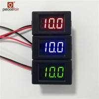 Voltmètre numérique monophasé Peacefair PZVM-001, mini, rouge, vert, bleu, deux fils, CC 4,5V-30V, affichage LED 0,56 pouce, précision 0,1%