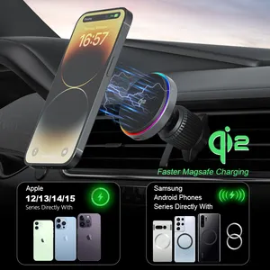 Qi2 Certified Wireless Charger 15W Air Vent Magnetic Car Phone Holder With Charger