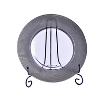 Assiettes de présentation décoratives en verre doré 33 cm, écologiques, rondes, de luxe, pour mariages et événements, vente en gros