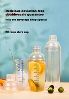 Minbin Gelas Plastik Transparan PC Mixer Minuman Shaker Alat Bar Pengocok Es Gelas Boba Botol Shaker Perlengkapan Hotel Restoran