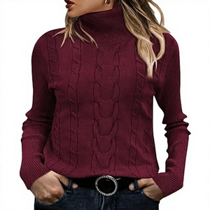 Women <b>Cable</b> <b>Knit</b> Turtleneck Sweater Ribbed High Neck Long Sleeve Pullover Knitwear Casual Winter <b>Jumper</b> Wholesale - Product Image 1