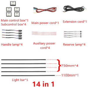 14 trong 1 RGB phong cách 12V Xe môi trường xung quanh đèn neon Xe LED RGB trang trí LED Strip bầu không khí đèn xe - Product Image 6