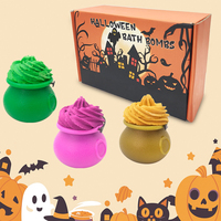 OEM vente en gros emballage cadeau personnalisé ensemble vegan naturel biologique enfants bombes de bain Halloween bain effervescents pour la douche