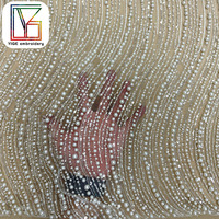 Tissu en dentelle africaine de haute qualité avec perles, tissu en dentelle blanche à sequins, tissu en maille perlée pour robe de soirée femme