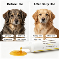 Complément alimentaire naturel personnalisé pour animaux de compagnie en flacons, application pour poissons, favorise la santé de la peau et du pelage des chiens et des chats