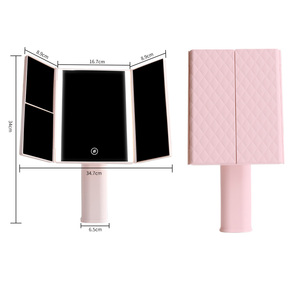Espejo de Vanidad Portátil con Aumento de 1/2/3X, Espejos de Maquillaje Plegables de 3 Secciones, Rotación de 180°, Regulador de Intensidad Continuo, Espejos de Mesa de Belleza - Product Image 5