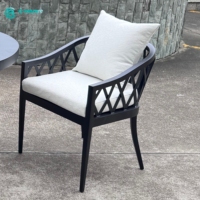 Ensemble de mobilier de jardin moderne et durable en aluminium avec chaises de salle à manger et table ronde pour villa, cour et hôtel
