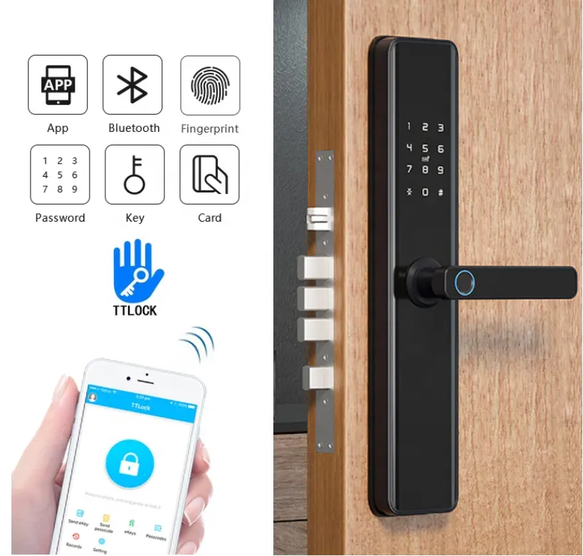 Новый электронный смарт-замок безопасности TT App Wifi цифровой код IC карта биометрический отпечаток пальца дверной замок для дома