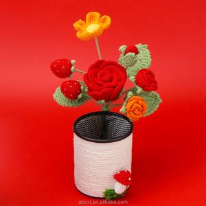 Portalápices de Flores Artificiales Tejidas a Mano, Maceta de Rosas de Ganchillo, Portaplumas para el Día de San Valentín - Product Image 2