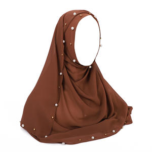Couleur unie mode or argent mousseline de soie Hijab fluage avec sous-capuchon assorti dames musulmanes couleur personnalisée durable quatre saisons - Product Image 6