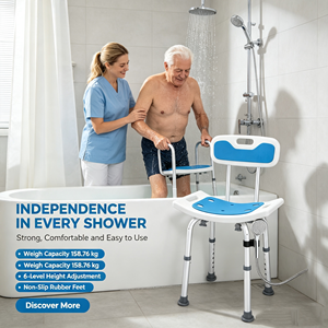 Chaise <span class=keywords><strong>de</strong></span> douche réglable en aluminium avec dossier amovible, capacité <span class=keywords><strong>de</strong></span> 400 lb, siège/tabouret <span class=keywords><strong>de</strong></span> <span class=keywords><strong>bain</strong></span> robuste pour la réadaptation et la thérapie - Product Image 3