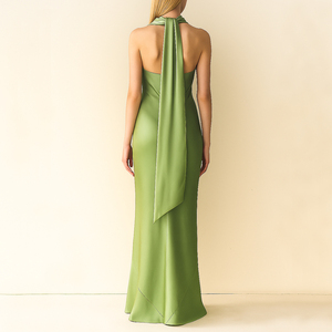 Gaun Maxi Satin Elegan Berkualitas Tinggi OEM untuk Wanita, Gaun Pesta Malam untuk Wanita - Product Image 3