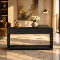Table console moderne en bois massif TrustHome avec pieds courbés, tiroirs de rangement, design écologique pour le mobilier de salon