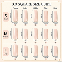 Vente en gros usine : Nouveaux faux ongles à presser faits main 3D, courbés carrés, style français 3.0, couvrance totale en PMMA, 10 pièces