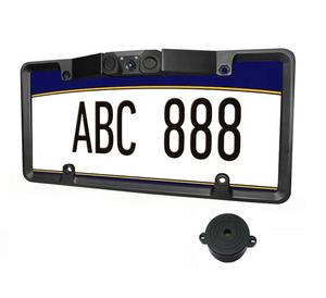 Radar trasero de respaldo <span class=keywords><strong>3</strong></span> en 1, sensores de marcha atrás de vídeo, Marco ultrasónico para matrícula de EE. UU., Sensor de estacionamiento de coche con cámara trasera HD - Product Image 1