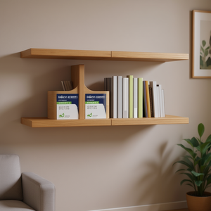 Estante de Pared de Madera de Roble Macizo Marrón Claro, Diseño Plegable de Dos Niveles para Organización y Almacenamiento en la Sala de Estar - Product Image 2