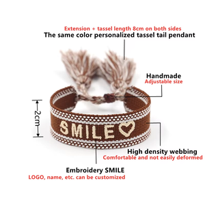 Pulsera de Cuerda Trenzada de Colores Hecha a Mano Ajustable con Logotipo Personalizado Bordado Correa de Amistad Trenzada Unisex - Product Image 3
